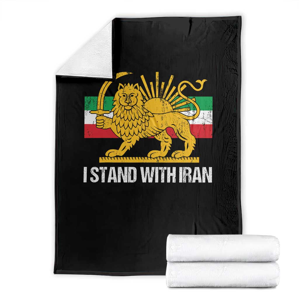 I Stand With Iran Throw Blanket Shir o Khorshid Lion And Sun Iran Persia TS10 Black Print Your Wear