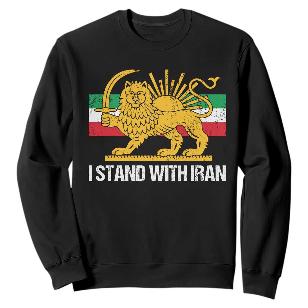 I Stand With Iran Sweatshirt Shir o Khorshid Lion And Sun Iran Persia TS10 Black Print Your Wear