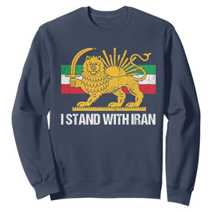 I Stand With Iran Sweatshirt Shir o Khorshid Lion And Sun Iran Persia TS10 Navy Print Your Wear
