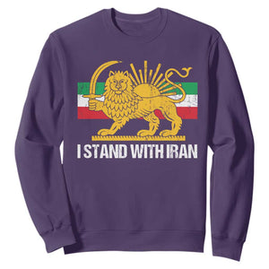 I Stand With Iran Sweatshirt Shir o Khorshid Lion And Sun Iran Persia TS10 Purple Print Your Wear