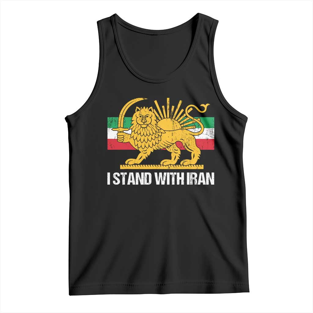 I Stand With Iran Tank Top Shir o Khorshid Lion And Sun Iran Persia TS10 Black Print Your Wear