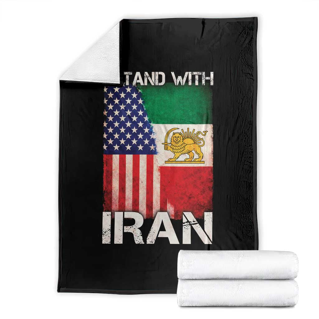 I Stand With Iran Throw Blanket Persian American Flag USA Persia Lion And Sun Iran TS10 Black Print Your Wear
