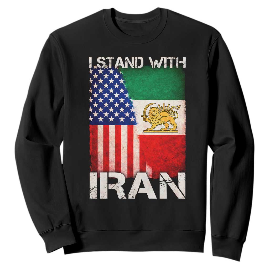 I Stand With Iran Sweatshirt Persian American Flag USA Persia Lion And Sun Iran TS10 Black Print Your Wear