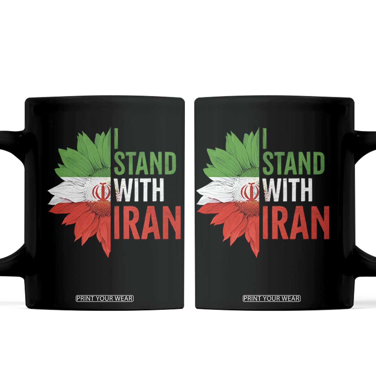 Sunflower Iran Flag Coffee Mug Persian Freedom I Stand With Iran TS10 Black Print Your Wear