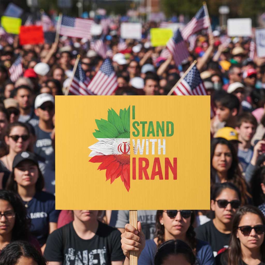 Sunflower Iran Flag Protest Sign Persian Freedom I Stand With Iran TS10 Horizontal 18