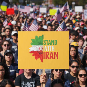 Sunflower Iran Flag Protest Sign Persian Freedom I Stand With Iran TS10 Horizontal 18" × 24" Yellow Print Your Wear