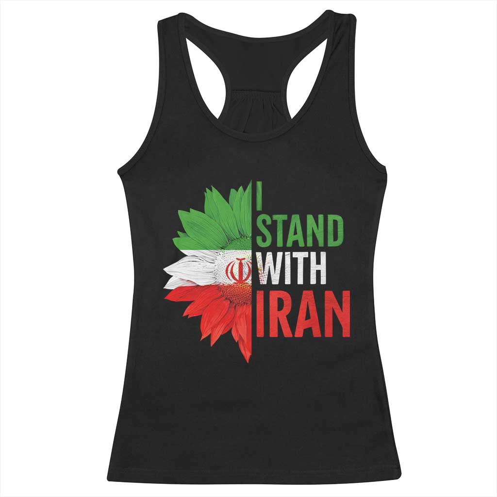 Sunflower Iran Flag Racerback Tank Top Persian Freedom I Stand With Iran TS10 Black Print Your Wear