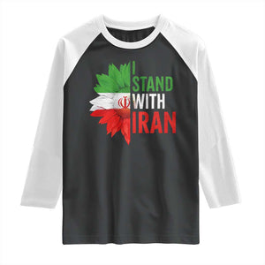 Sunflower Iran Flag Raglan Shirt Persian Freedom I Stand With Iran TS10 Black White Print Your Wear