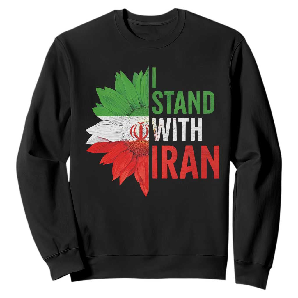 Sunflower Iran Flag Sweatshirt Persian Freedom I Stand With Iran TS10 Black Print Your Wear