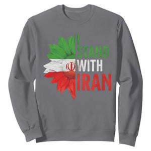 Sunflower Iran Flag Sweatshirt Persian Freedom I Stand With Iran TS10 Charcoal Print Your Wear