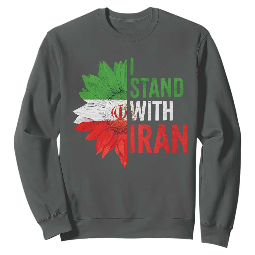 Sunflower Iran Flag Sweatshirt Persian Freedom I Stand With Iran TS10 Dark Heather Print Your Wear