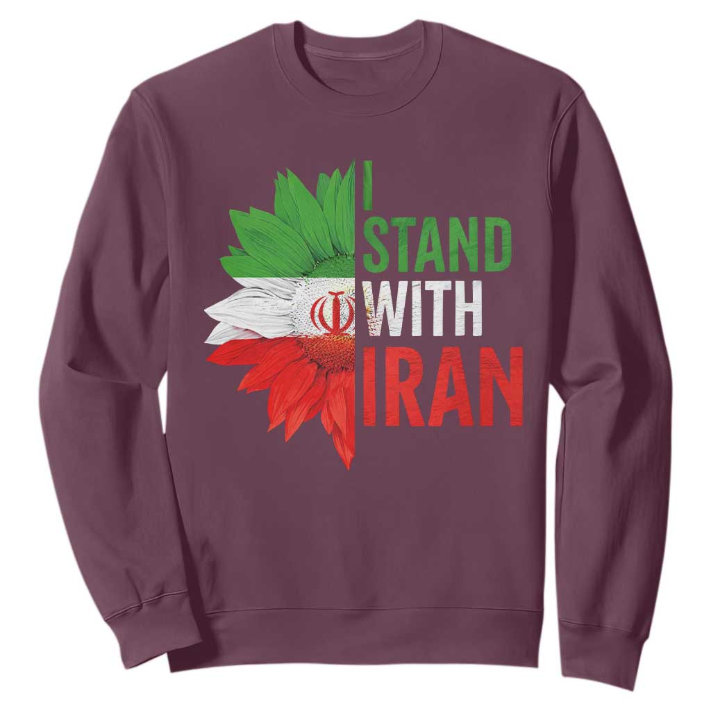 Sunflower Iran Flag Sweatshirt Persian Freedom I Stand With Iran TS10 Maroon Print Your Wear