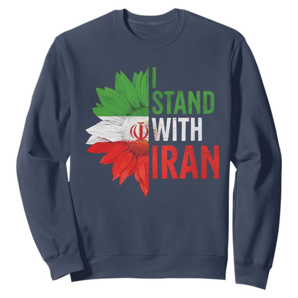 Sunflower Iran Flag Sweatshirt Persian Freedom I Stand With Iran TS10 Navy Print Your Wear
