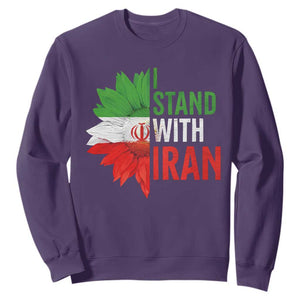Sunflower Iran Flag Sweatshirt Persian Freedom I Stand With Iran TS10 Purple Print Your Wear