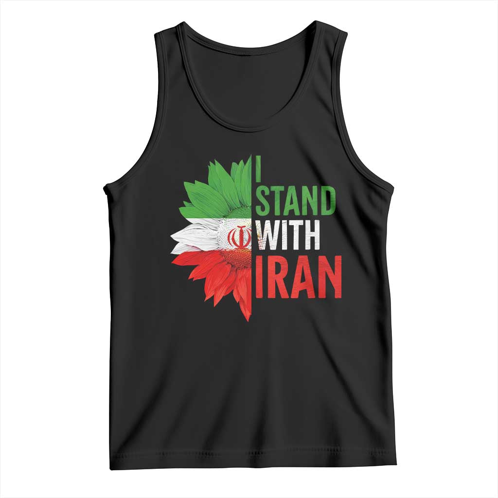 Sunflower Iran Flag Tank Top Persian Freedom I Stand With Iran TS10 Black Print Your Wear
