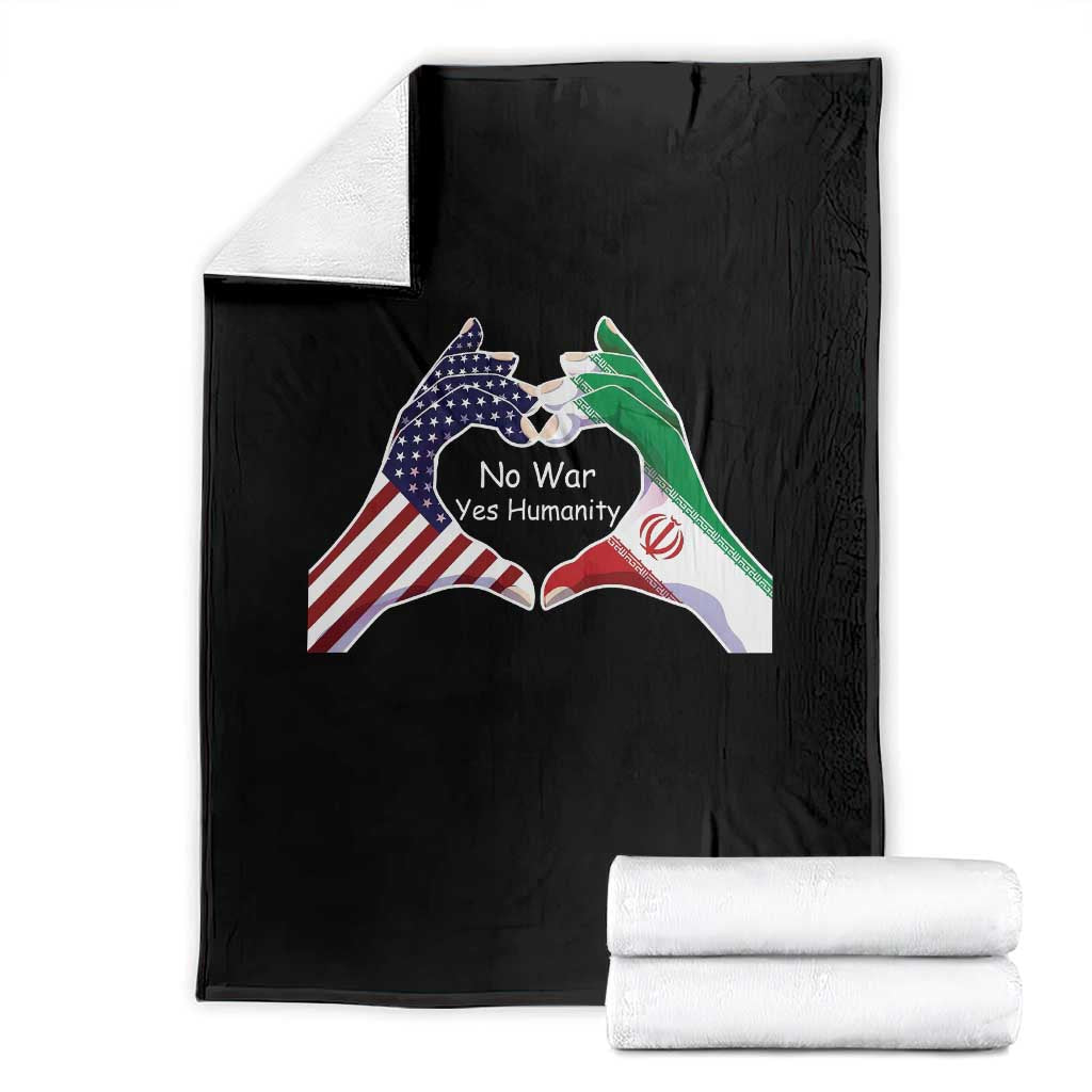 Iran Throw Blanket No War Yes Hummanity Persian American Flag Heart Political Statement TS10 Black Print Your Wear