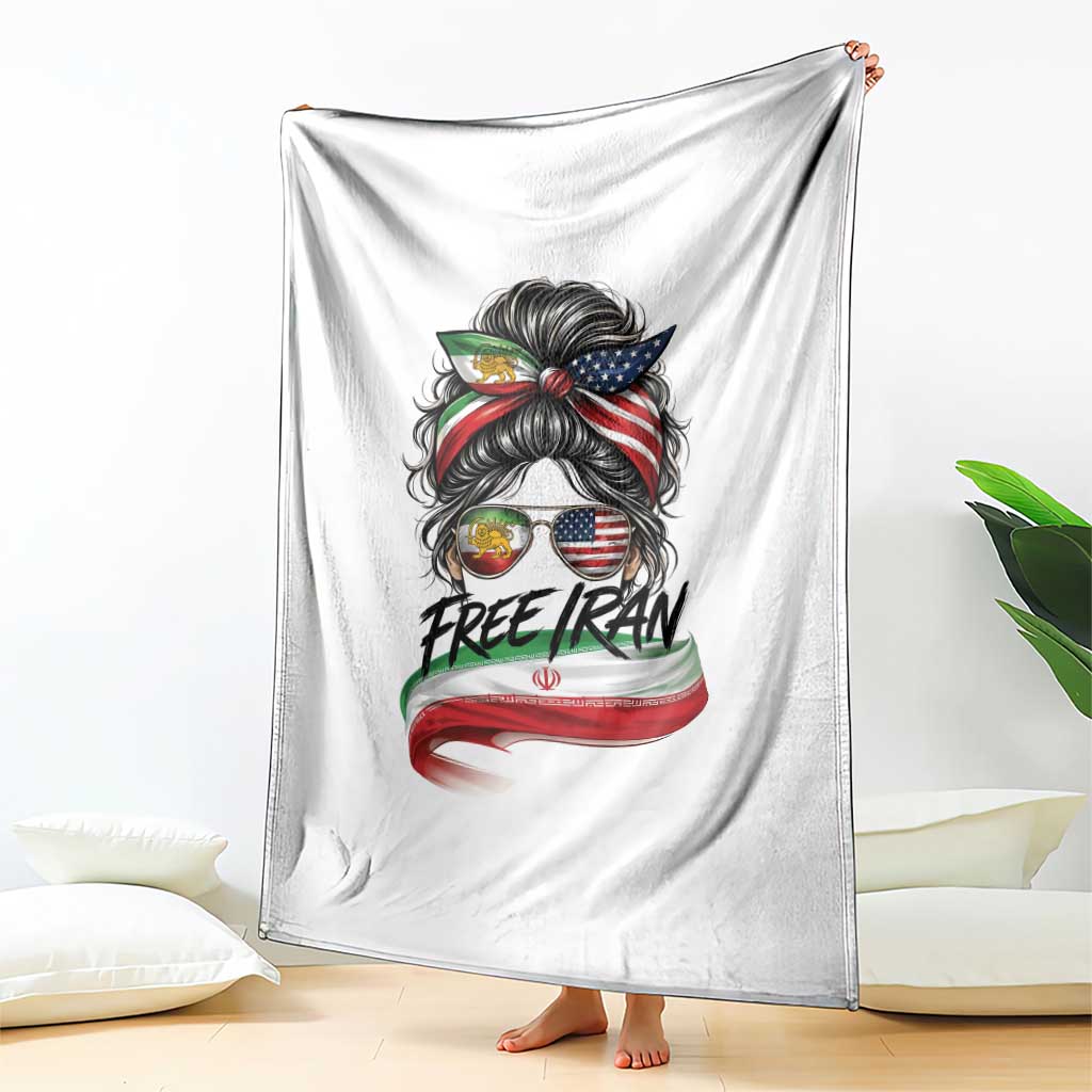 Free Iran Throw Blanket Persian American Pride Lion Sun Flag Messy Bun TS10 Print Your Wear