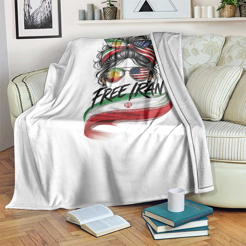 Free Iran Throw Blanket Persian American Pride Lion Sun Flag Messy Bun TS10 Print Your Wear