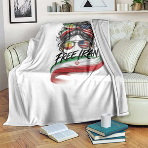 Free Iran Throw Blanket Persian American Pride Lion Sun Flag Messy Bun TS10 Print Your Wear
