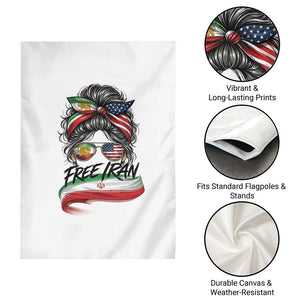 Free Iran Garden Flag Persian American Pride Lion Sun Flag Messy Bun TS10 Print Your Wear