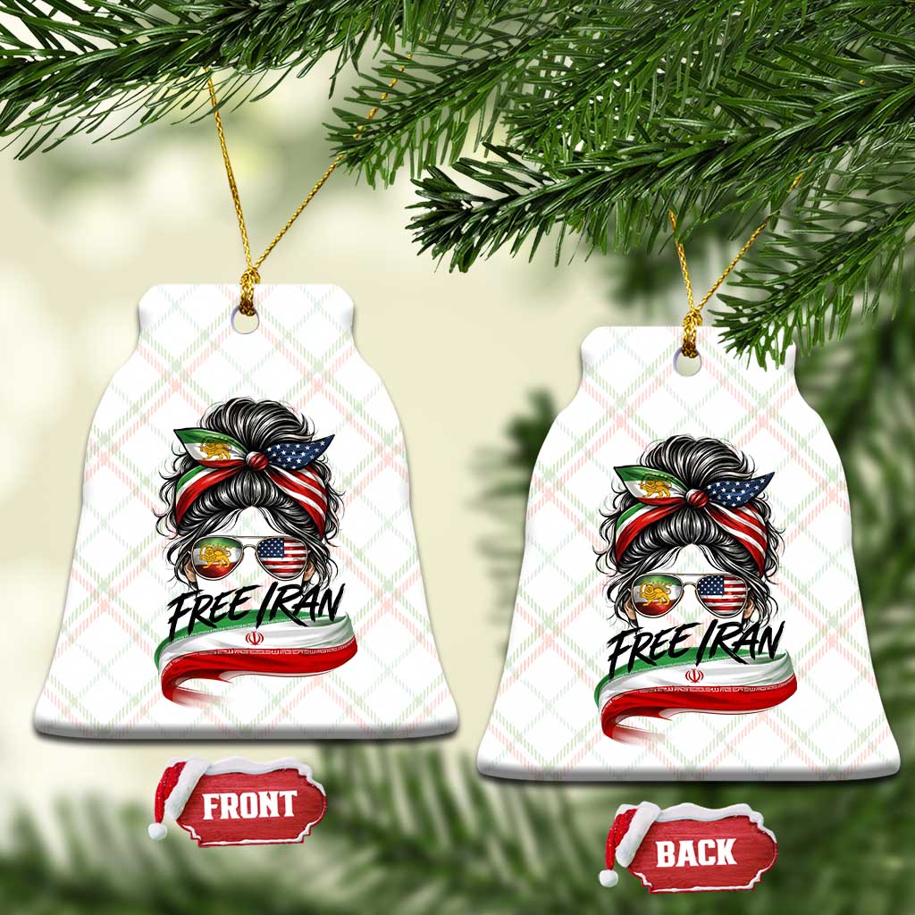 Free Iran Ceramic Ornament Persian American Pride Lion Sun Flag Messy Bun TS10 Print Your Wear