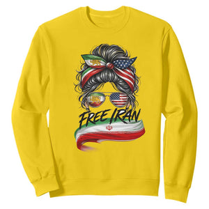 Free Iran Sweatshirt Persian American Pride Lion Sun Flag Messy Bun TS10 Daisy Print Your Wear
