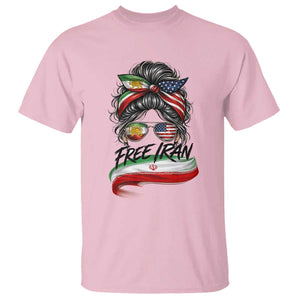 Free Iran T Shirt Persian American Pride Lion Sun Flag Messy Bun TS10 Light Pink Print Your Wear