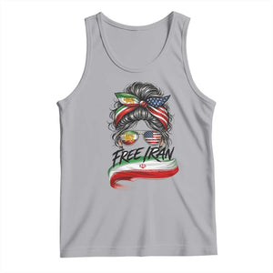 Free Iran Tank Top Persian American Pride Lion Sun Flag Messy Bun TS10 Athletic Heather Print Your Wear