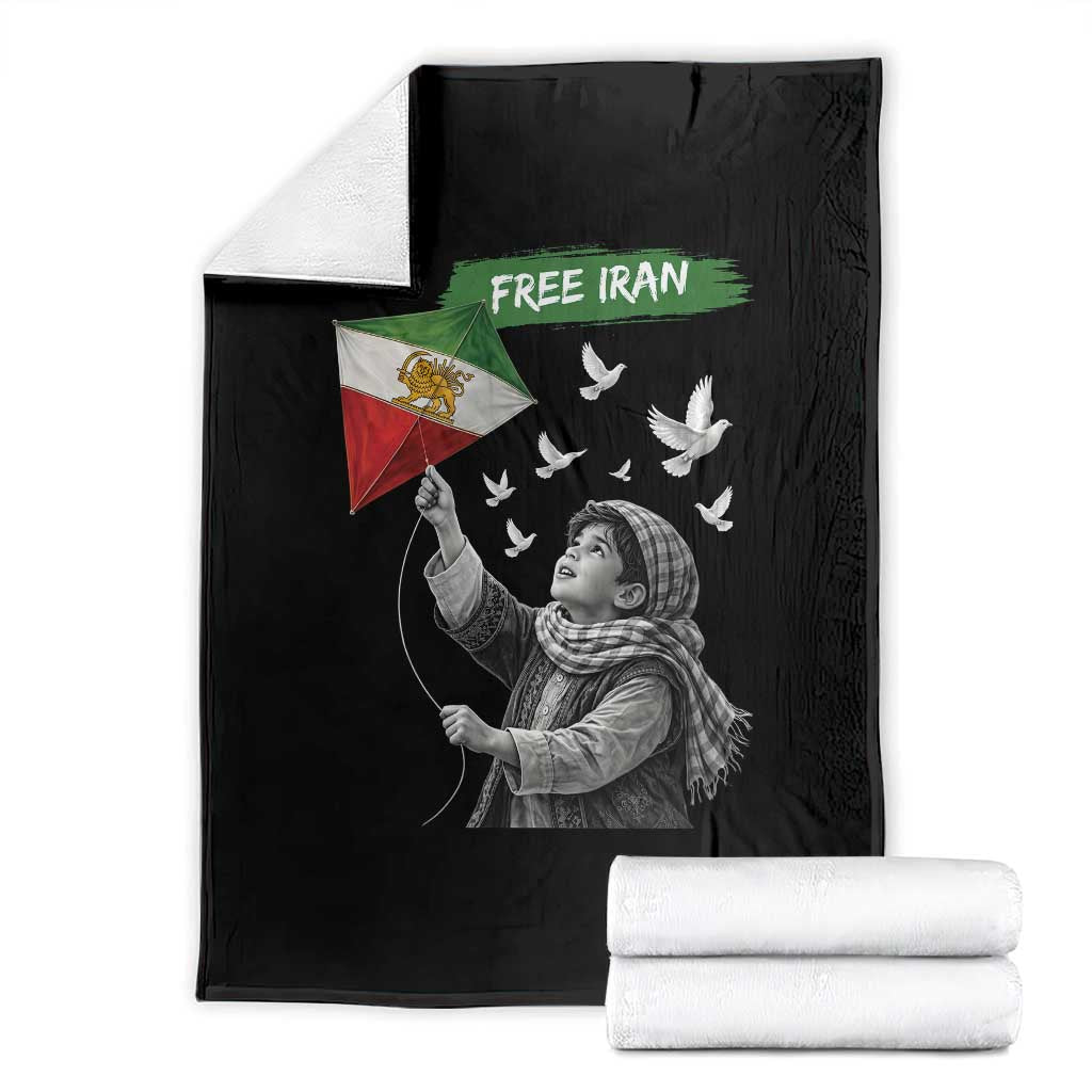 Free Iran Throw Blanket Lion And Sun Flag Persian Freedom Movement TS10 Black Print Your Wear
