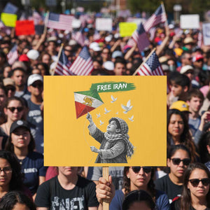 Free Iran Protest Sign Lion And Sun Flag Persian Freedom Movement TS10 Horizontal 18" × 24" Yellow Print Your Wear