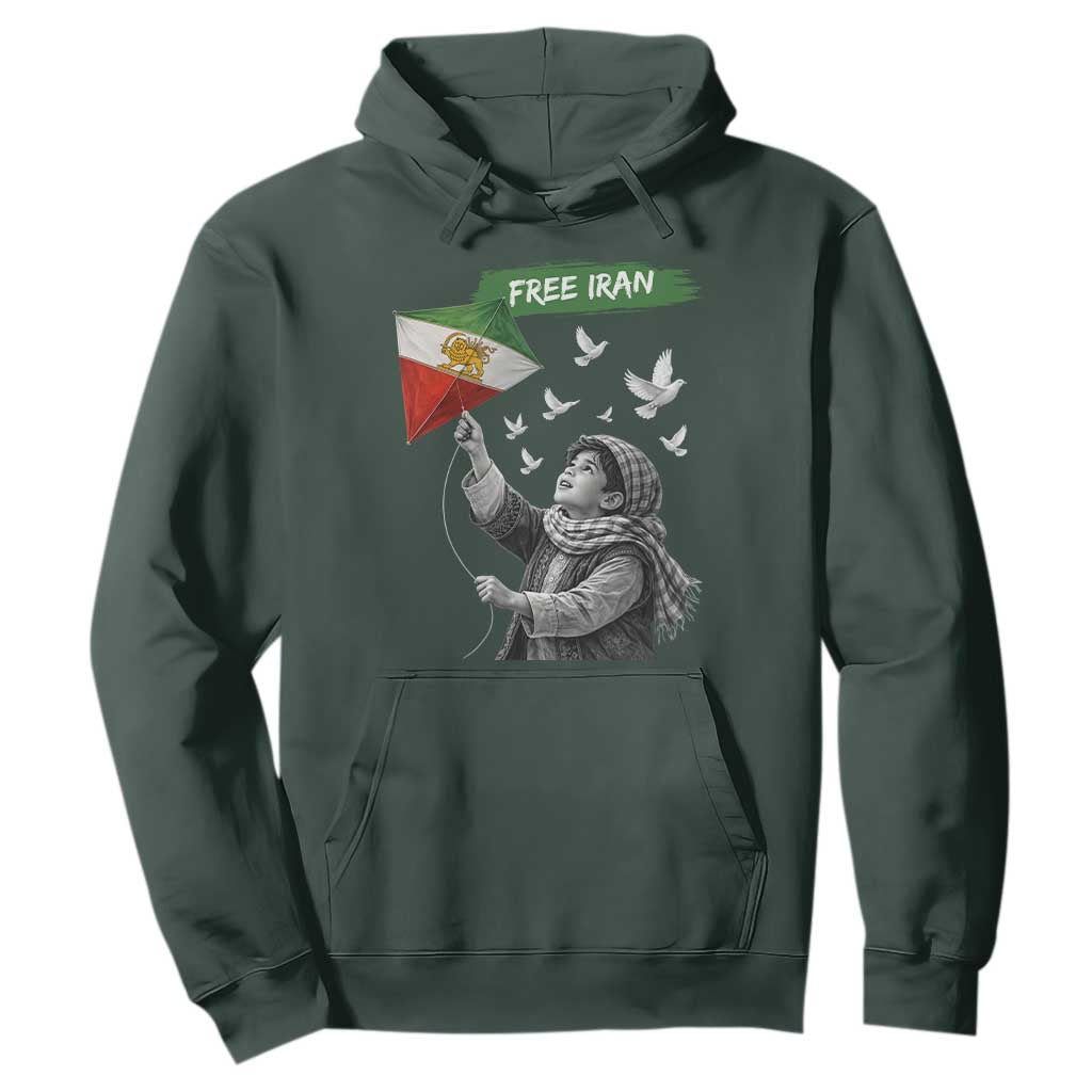 Free Iran Hoodie Lion And Sun Flag Persian Freedom Movement TS10 Dark Forest Green Print Your Wear