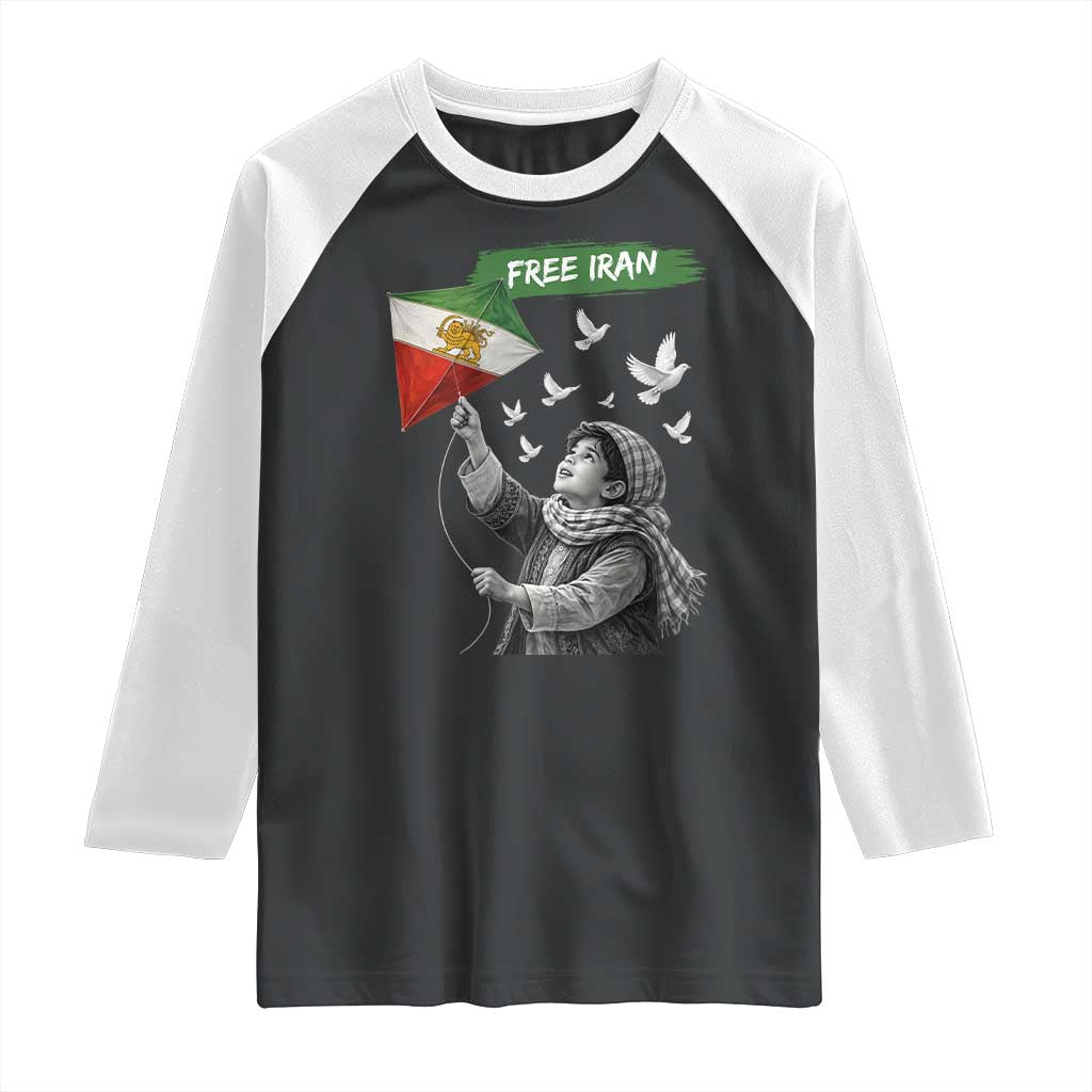 Free Iran Raglan Shirt Lion And Sun Flag Persian Freedom Movement TS10 Black White Print Your Wear