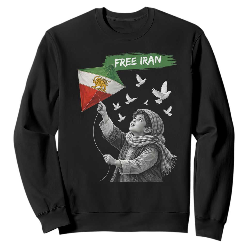 Free Iran Sweatshirt Lion And Sun Flag Persian Freedom Movement TS10 Black Print Your Wear