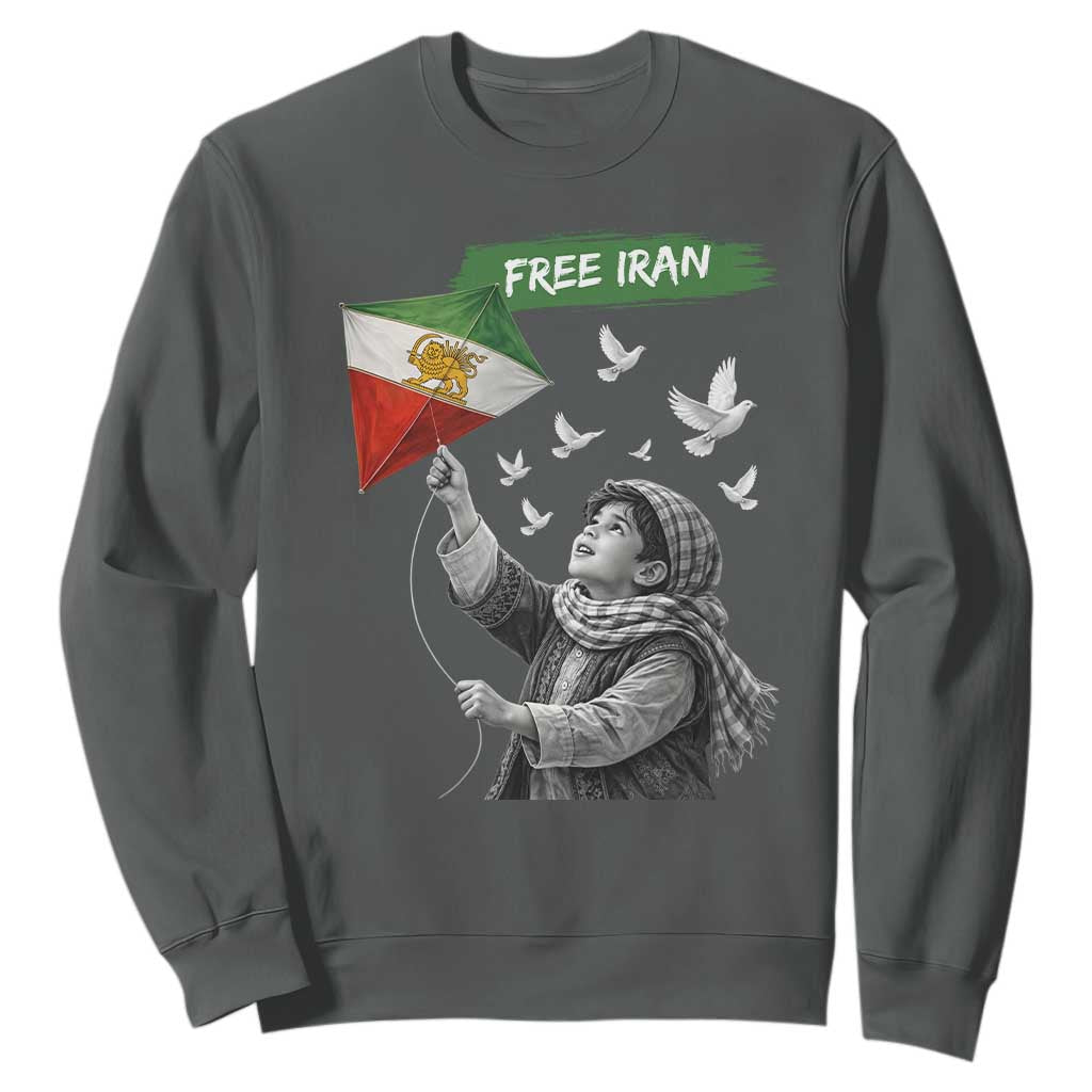 Free Iran Sweatshirt Lion And Sun Flag Persian Freedom Movement TS10 Dark Heather Print Your Wear