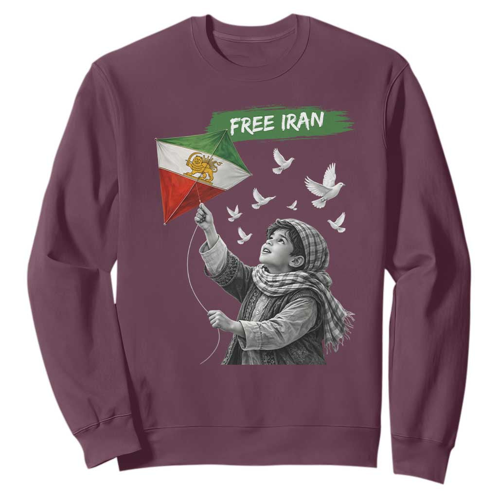 Free Iran Sweatshirt Lion And Sun Flag Persian Freedom Movement TS10 Maroon Print Your Wear