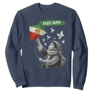 Free Iran Sweatshirt Lion And Sun Flag Persian Freedom Movement TS10 Navy Print Your Wear