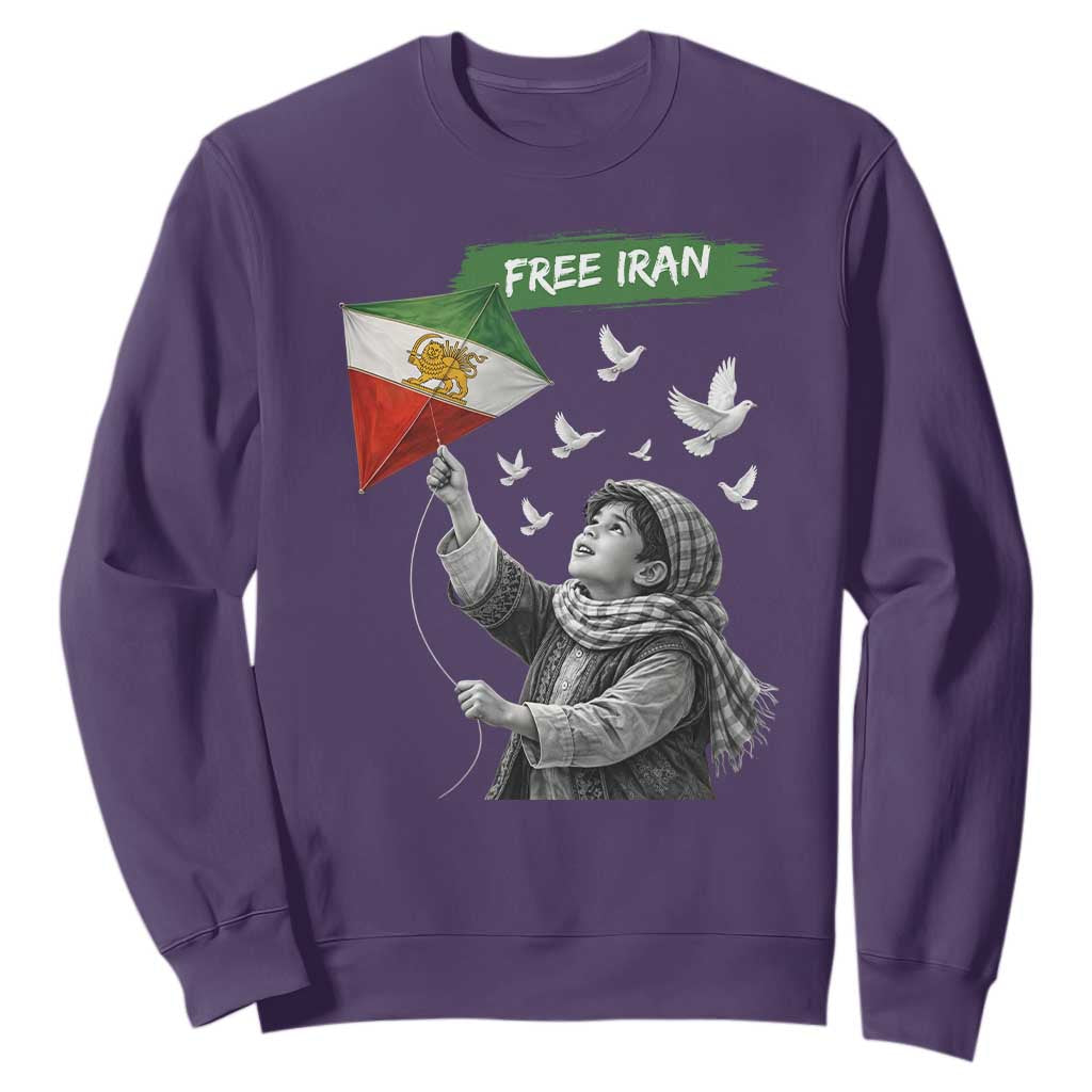 Free Iran Sweatshirt Lion And Sun Flag Persian Freedom Movement TS10 Purple Print Your Wear