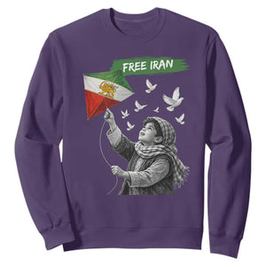 Free Iran Sweatshirt Lion And Sun Flag Persian Freedom Movement TS10 Purple Print Your Wear