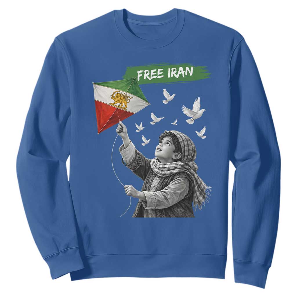 Free Iran Sweatshirt Lion And Sun Flag Persian Freedom Movement TS10 Royal Blue Print Your Wear