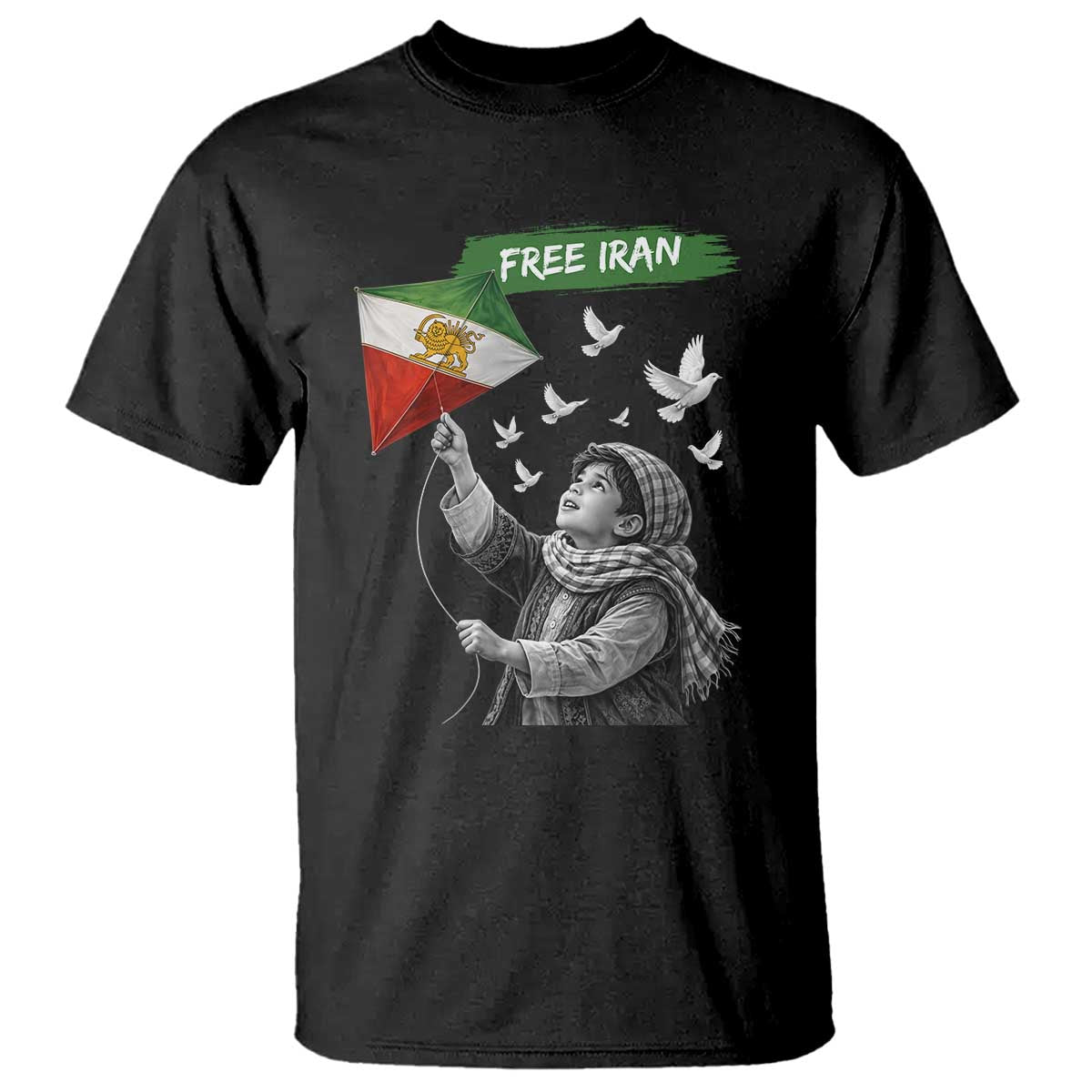 Free Iran T Shirt Lion And Sun Flag Persian Freedom Movement TS10 Black Print Your Wear