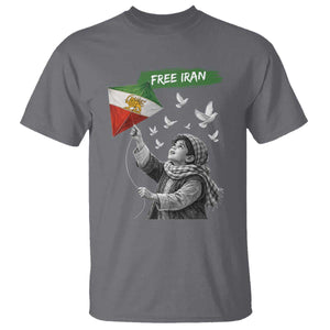 Free Iran T Shirt Lion And Sun Flag Persian Freedom Movement TS10 Charcoal Print Your Wear