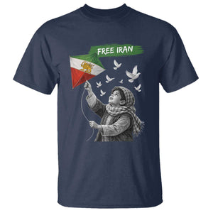 Free Iran T Shirt Lion And Sun Flag Persian Freedom Movement TS10 Navy Print Your Wear