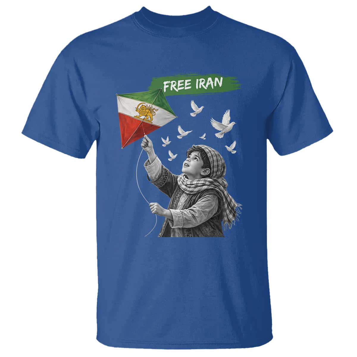 Free Iran T Shirt Lion And Sun Flag Persian Freedom Movement TS10 Royal Blue Print Your Wear