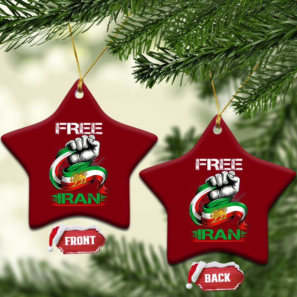 Free Iran Ceramic Ornament Iran Lion Sun Flag Fist TS10 Print Your Wear