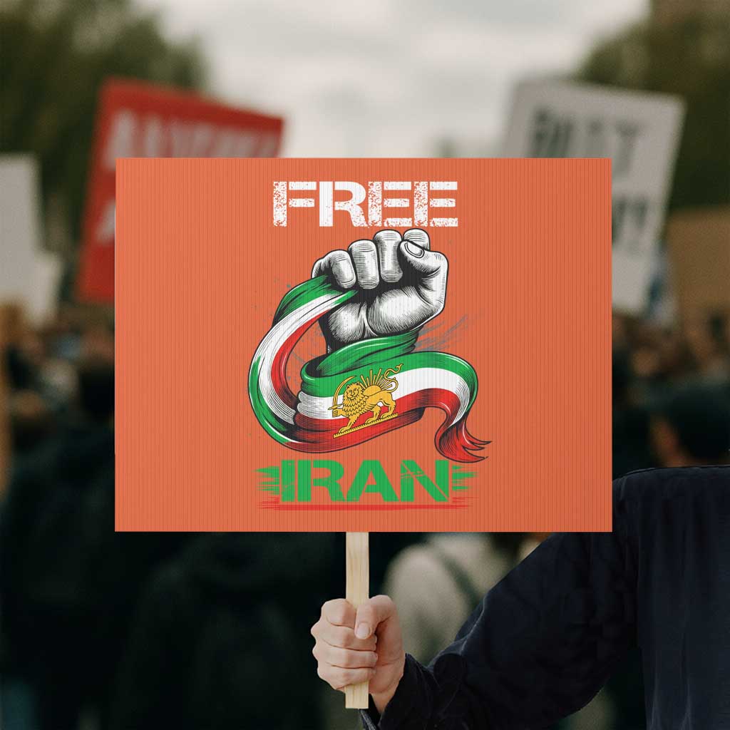 Free Iran Protest Sign Iran Lion Sun Flag Fist TS10 Horizontal 18