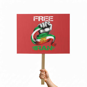 Free Iran Protest Sign Iran Lion Sun Flag Fist TS10 Horizontal 18" × 24" Red Print Your Wear