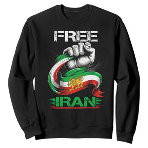 Free Iran Sweatshirt Iran Lion Sun Flag Fist TS10 Black Print Your Wear