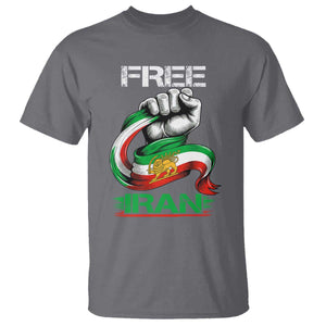 Free Iran T Shirt Iran Lion Sun Flag Fist TS10 Charcoal Print Your Wear