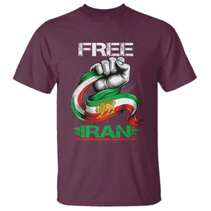 Free Iran T Shirt Iran Lion Sun Flag Fist TS10 Maroon Print Your Wear