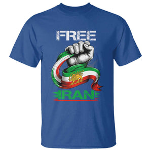 Free Iran T Shirt Iran Lion Sun Flag Fist TS10 Royal Blue Print Your Wear
